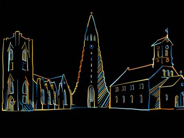 Renkli Reykjavik Siyaha Çizim