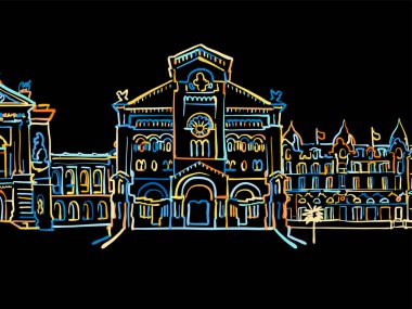 Renkli Monako Siyaha Çizim