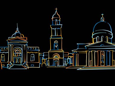 Renkli Chisinau Siyaha Çizim