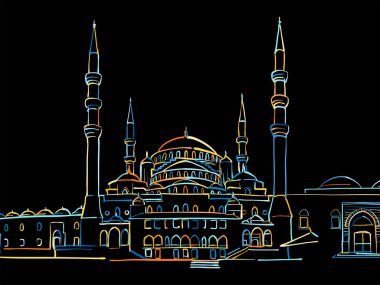 Renkli Ankara Panoraması Siyaha Çizim