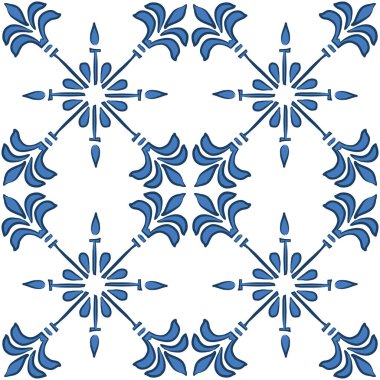 Vektör Lisbon azulejo seramik seramik desen. Akdeniz geleneksel süsü. İtalyan çömleği ya da İspanyol majolikası. Barok damaske arkaplanı.