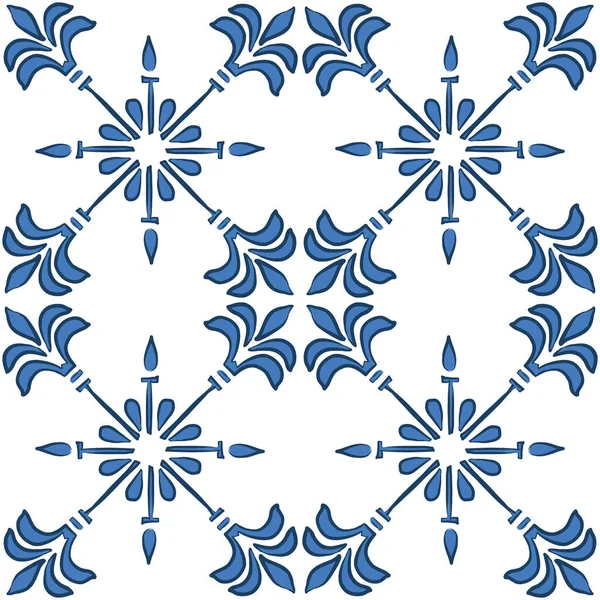 Vector Lisboa Azulejo Patrón Baldosas Cerámica Adorno Tradicional Mediterráneo Cerámica — Vector de stock