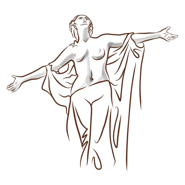 Древняя Статуя Векторный Эскиз Ручной Работы Лисбонской Португалии — стоковый вектор