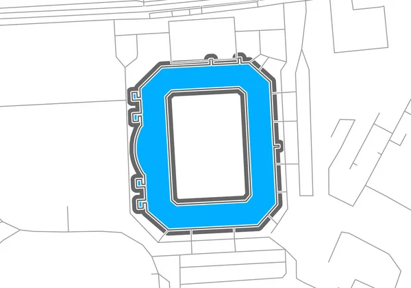 罗斯托克 足球场 线路图 邦德里加统计图绘制了白色区域和主要道路及岔道线 — 图库矢量图片