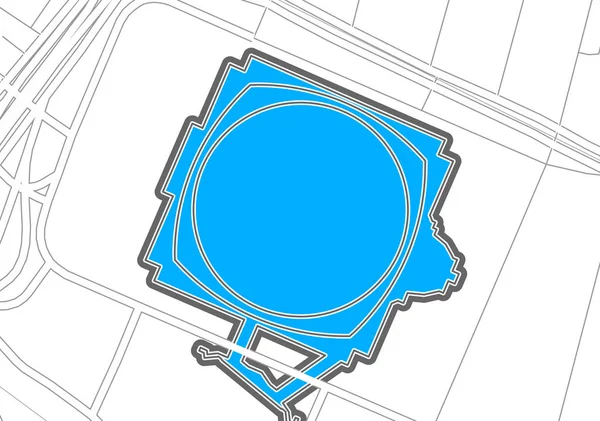 新奥尔良 美式足球Nhl体育场 线路图 足球统计图是用白色区域和主要道路及小道的线条绘制的 — 图库矢量图片