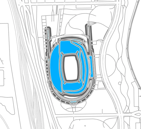 シカゴ アメリカンフットボールNhlスタジアム アウトラインベクトルマップ サッカースタジアムの地図は白い部分と幹線道路 側道の線で描かれていた — ストックベクタ