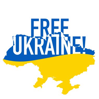 Mavi harita ikonunda Ukrayna Mektubu. Kyiv ve Ukrayna halkı için ikonu destekleyin. Birlikte güçlü kalın. Vatanseverlik sembolü, simge.
