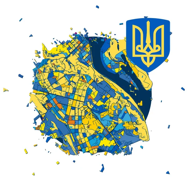 Kyiv Map Coat Arms Kyiv Ukraine Concept Vector Ukrainian Symbol — Stock Vector
