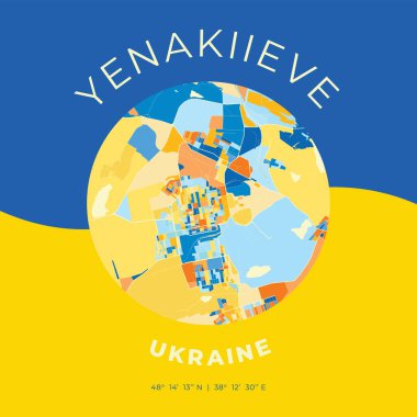 Yenakieve, Ukrayna, yurtsever harita baskı şablonu