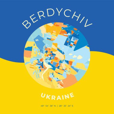 Berdychiv, Ukrayna, vatansever harita baskı şablonu