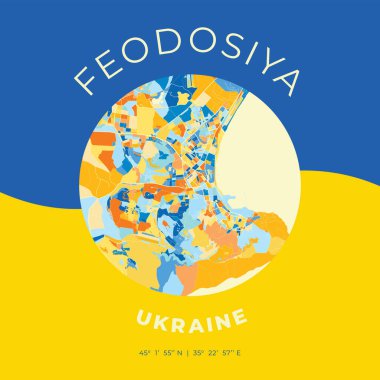 Feodosiya, Ukrayna, vatansever harita baskı şablonu