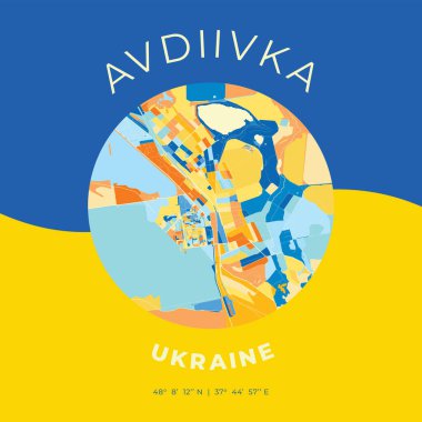 Avdiivka, Ukrayna, vatansever harita baskı şablonu