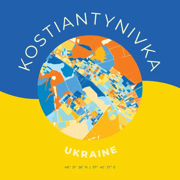 Kostiantynivka, Ukrayna, vatansever harita baskı şablonu