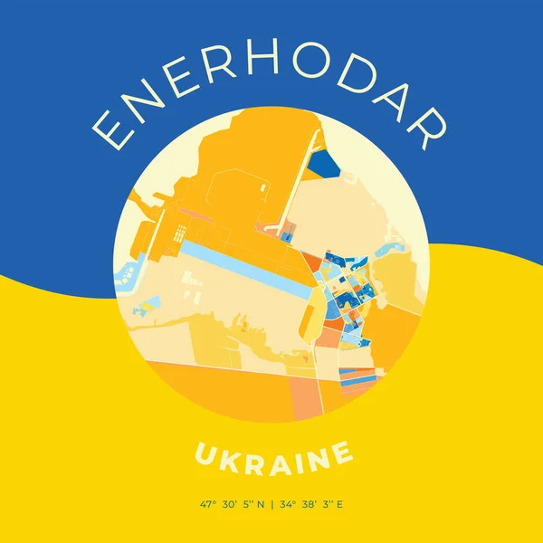 Enerhodar Ukraine Patritic Map Print Template — стоковий вектор