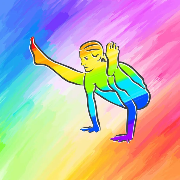 Renkli Tittibhasana Yoga Pozu Çizimi Vektör Sanatı Yazdırma Amaçları Için — Stok Vektör