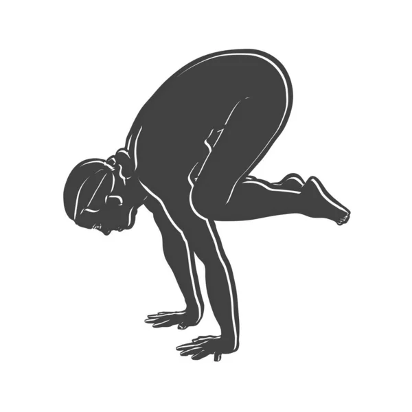 Black Backasana Yoga Pose Outline Icon Векторний Малюнок Виконаний Вручну — стоковий вектор