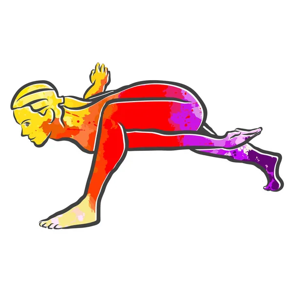Pristhasana Yoga Logotipo Colorido Ilustração Vetorial Feita Mão Perfeito Para —  Vetores de Stock