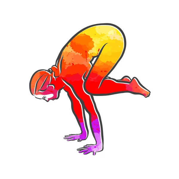 Barevné Logo Backasana Yoga Vektorová Ilustrace Vytvořena Ručně Ideální Pro — Stockový vektor