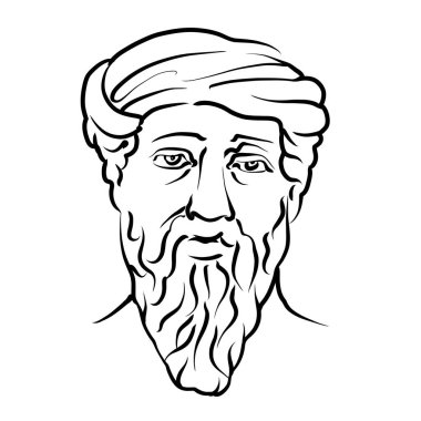 Samos 'un Pisagor modern vektör çizimi. Sanatçı Knut Hebstreit 'in el çizimi taslağı. Herhangi bir pazarlama projesinde kullanılmak üzere çizim yapmak ve baskı olarak yeniden satmak.