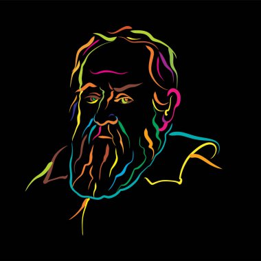 Galileo Galilei çılgın renkli vektör çizimi. Sanatçı Knut Hebstreit 'in el çizimi taslağı. Herhangi bir pazarlama projesinde kullanılmak üzere çizim yapmak ve baskı olarak yeniden satmak.