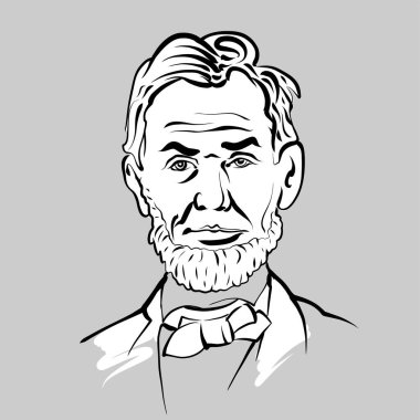 Abraham Lincoln modern vektör çizimi. Sanatçı Knut Hebstreit 'in el çizimi taslağı. Herhangi bir pazarlama projesinde kullanılmak üzere çizim yapmak ve baskı olarak yeniden satmak.