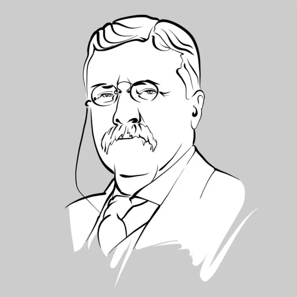 Theodore Roosevelt Dibujo Vectorial Moderno Bosquejo Dibujado Mano Por Artista — Vector de stock