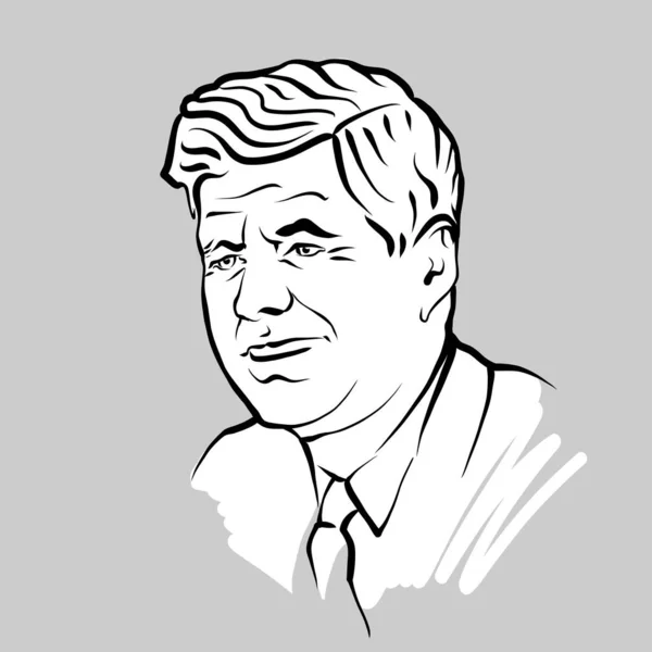 John Kennedy Moderne Vectortekening Handgetekende Schets Van Kunstenaar Knut Hebstreit — Stockvector