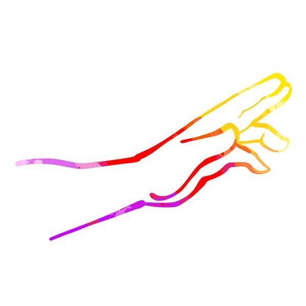 Mostrando Lado Izquierdo Esquema Colorido Mano Humana Dibujo Vectorial — Vector de stock
