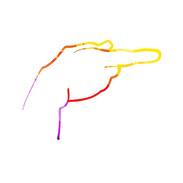 右手の指の右側 カラフルな人間の手の輪郭 ベクトル図 — ストックベクタ