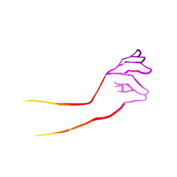 Рука Показує Маленький Знак Різнокольорові Контури Рук Людини Векторний Малюнок — стоковий вектор