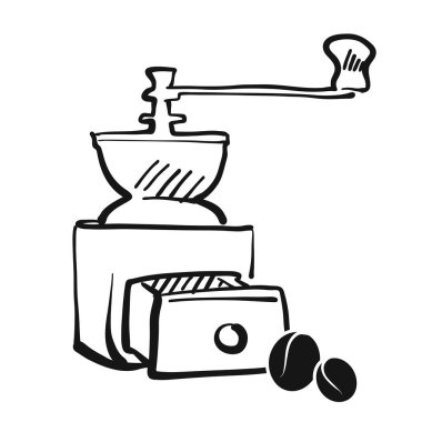 Klasik kahve öğütücüsü. Elle çizim. vektör çizimi.