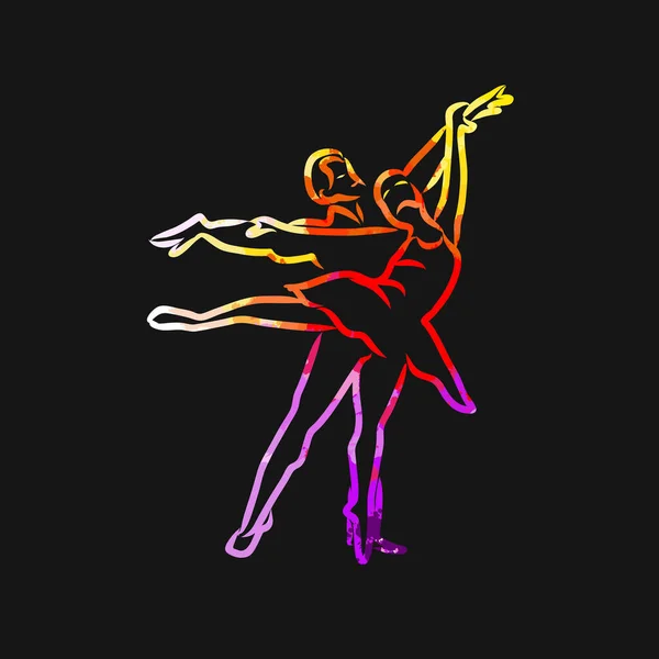 Dance Couple Outline Sketch Verdadeiro Desenho Mão Sinal Vetorial Colorido — Vetor de Stock