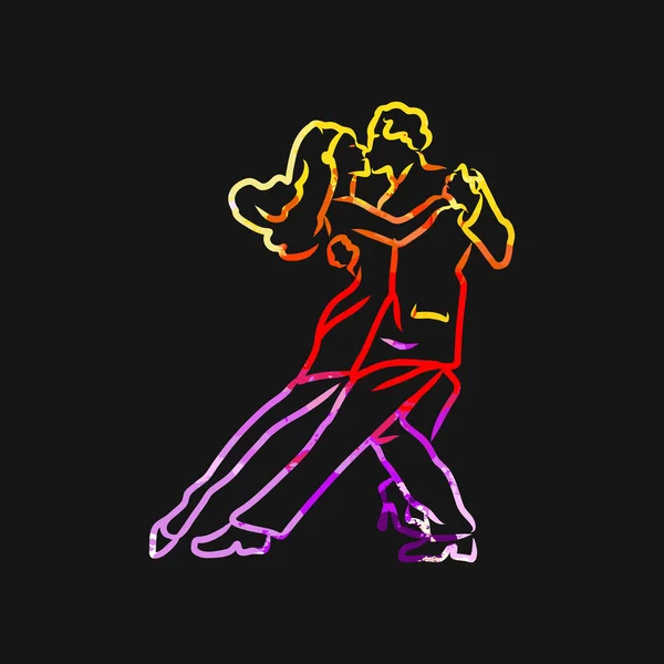 ダンスカップル概要 本物の絵を手描き カラフルなベクトル記号 — ストックベクタ