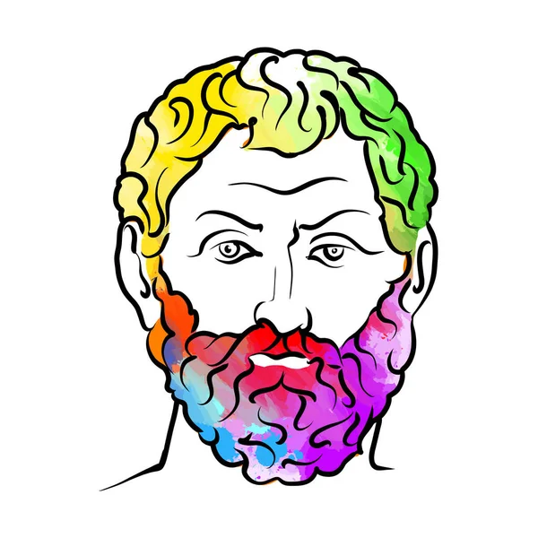 Thales Miletus Colorful Hair Vector Drawing Намальований Вручну Ескіз Малюнки — стоковий вектор