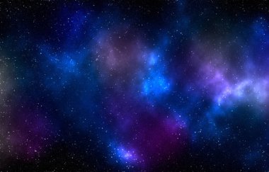 Yıldız tozu ve parlayan yıldızlarla dolu bir arka plan. Gerçekçi kainat ve renkli nebula. Renkli galaksi. 3d illüstrasyon.