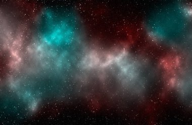 Yıldız tozu ve parlayan yıldızlarla dolu bir arka plan. Gerçekçi kainat ve renkli nebula. Renkli galaksi. 3d illüstrasyon.