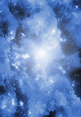 Yıldız tozu ve parlayan yıldızlarla dolu bir arka plan. Gerçekçi kainat ve renkli nebula. Renkli galaksi. 3d illüstrasyon.