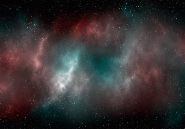 Yıldız tozu ve parlayan yıldızlarla dolu bir arka plan. Gerçekçi kainat ve renkli nebula. Renkli galaksi. 3d illüstrasyon.