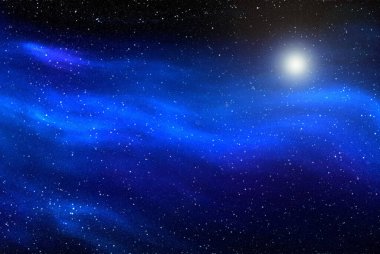 Yıldız tozu ve parlayan yıldızlarla dolu bir arka plan. Gerçekçi kainat ve renkli nebula. Renkli galaksi. 3d illüstrasyon.
