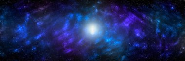 Yıldız tozu ve parlayan yıldızlarla dolu bir arka plan. Gerçekçi kainat ve renkli nebula. Renkli galaksi. 3d illüstrasyon.