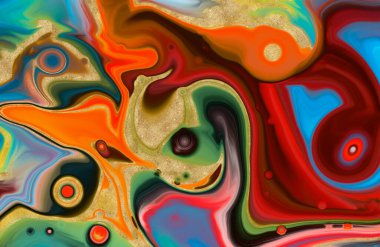 Soyut arka plan. Çok renkli akrilik sıvı dökme sanatı. 3d illüstrasyon.