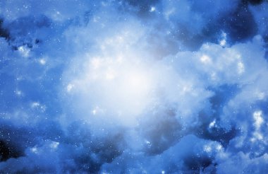 Yıldız tozu ve parlayan yıldızlarla dolu bir arka plan. Gerçekçi kainat ve renkli nebula. Renkli galaksi. 3d illüstrasyon.