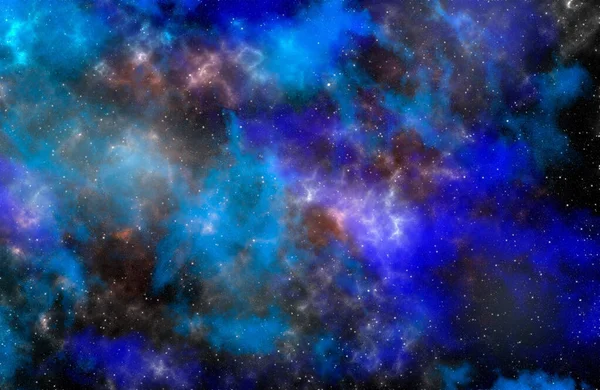 Yıldız tozu ve parlayan yıldızlarla dolu bir arka plan. Gerçekçi kainat ve renkli nebula. Renkli galaksi. 3d illüstrasyon.