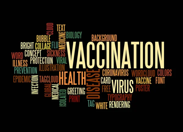 Word Cloud Vaccination Koncepció Elszigetelt Fekete Alapon — Stock Fotó
