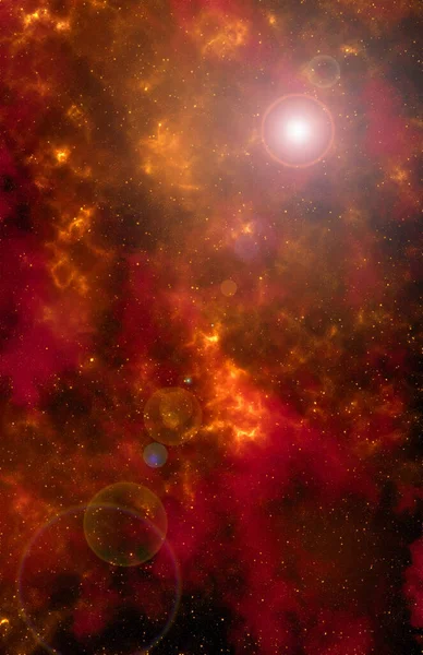 背景是星尘和闪亮的恒星 现实的宇宙和彩色星云 多彩的星系3D说明 — 图库照片