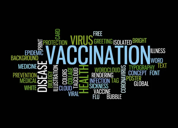 Word Cloud Vaccination Concept Isolated Black Background — Stock Photo, Image