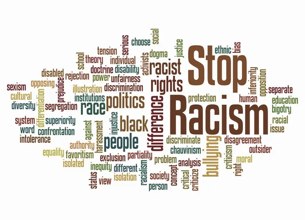 Word Cloud Stop Racism Concept Isolated White Background — 图库照片