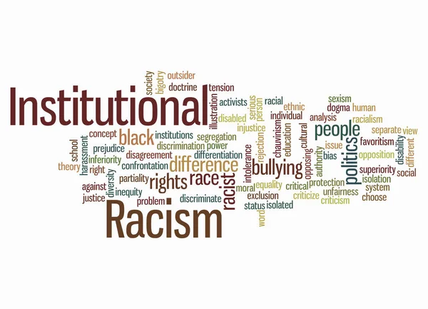 Word Cloud Com Conceito Racismo Institucional Isolado Fundo Branco — Fotografia de Stock