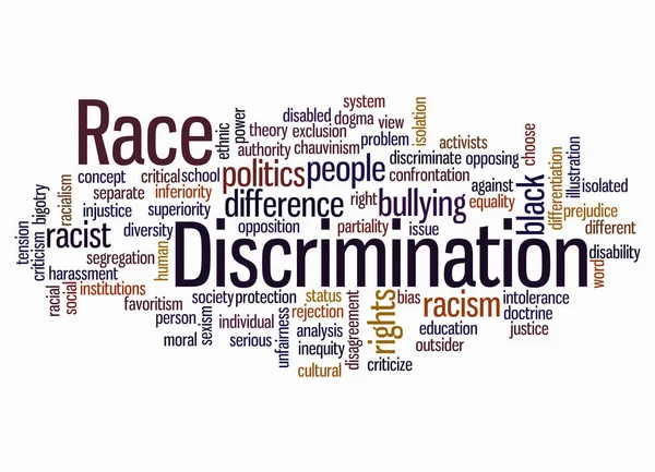 Word Cloud Race Discrimination Koncepció Elszigetelt Fehér Alapon — Stock Fotó