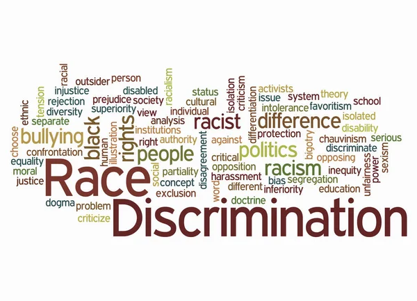 Word Cloud Концепцією Race Discrimination Ізольовано Білому Тлі — стокове фото